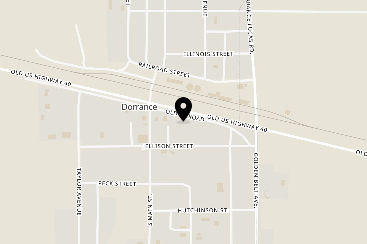Map showing the location of Suzanne's Place on 310 US-40 in Dorrance